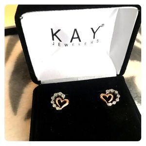 Diamond Earrings RoundCut Sterling Silver/10K Gold